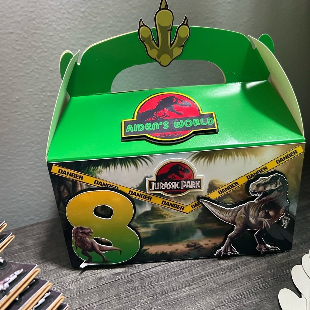 Jurassic Park Green Dinosaur Party Favor Box - Aiden's World